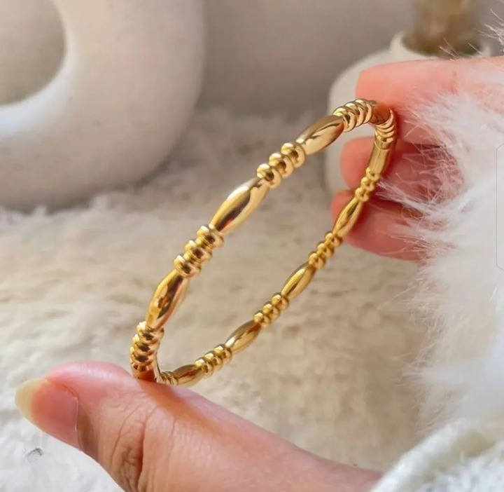 Filled Dots Bambo Korean Bangle - Jewelry Product Designed For Wrist