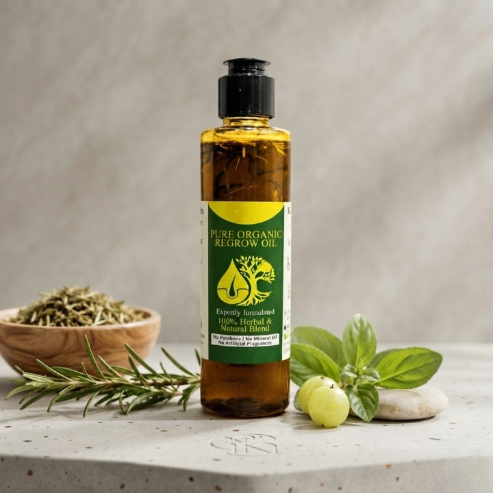 Pure Organic Regrow Hair Oil - 100% Natural Hair Growth & Anti-Hairfall Solution
