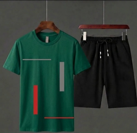 Pack of 2 Tracksuit 1 PCs shirt & 1 PCs short HY Boutique Men's Summer shirt & Shorts Tracksuit Set – Lightweight & Comfortable Casual Wear (Size Extra Large)