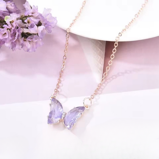 Crystal Butterfly Pendant Necklace for Women –