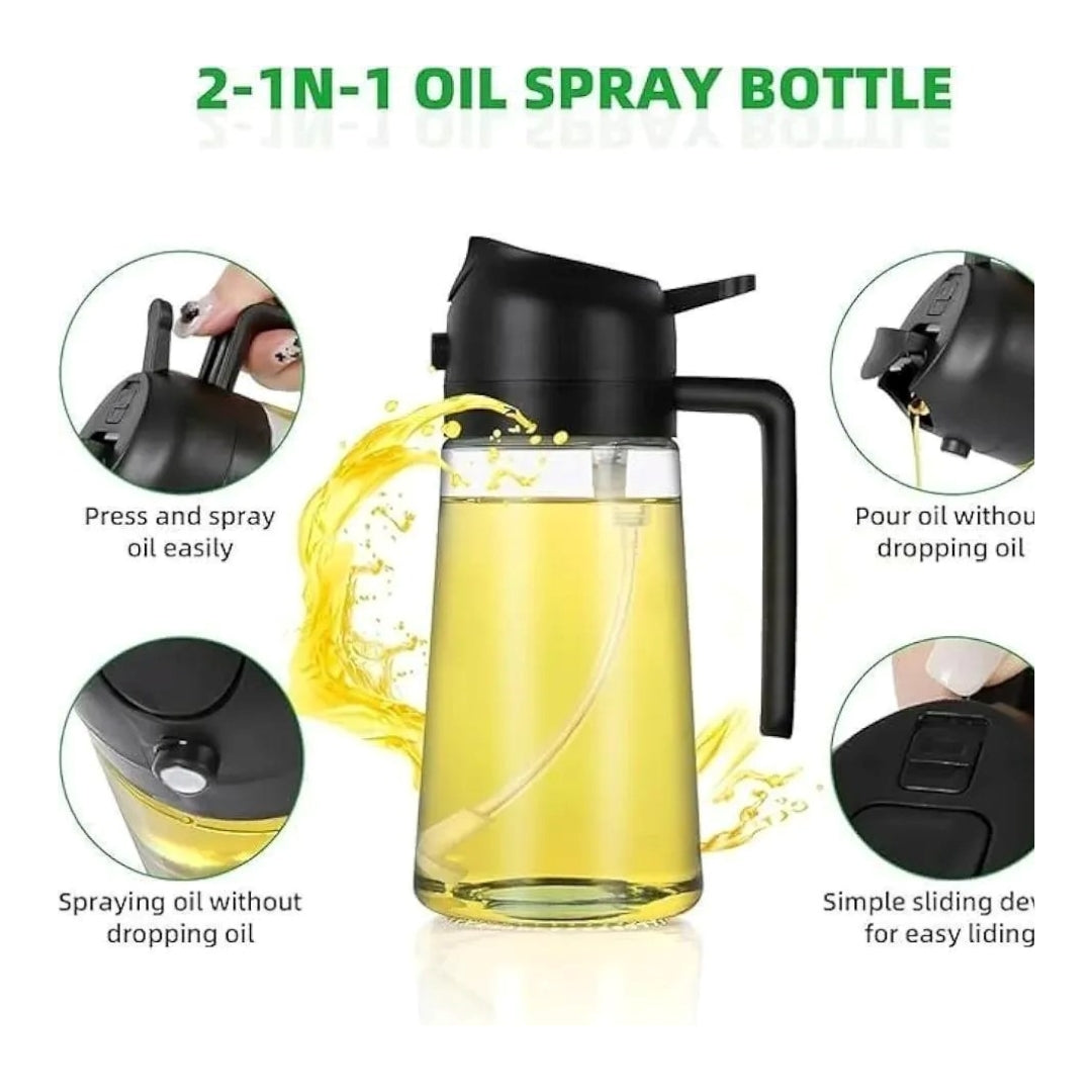 2-in-1 Glass Oil Spray Bottle – Healthy Cooking Mist Sprayer