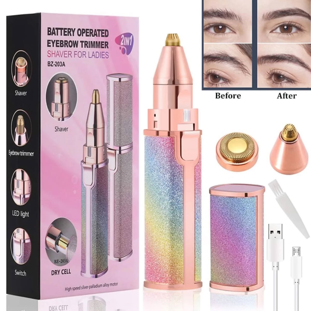 Rechargeable Facial Hair & Eyebrow Trimmer Pen Shape