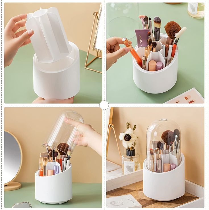 Rotating Makeup Brush Organizer
