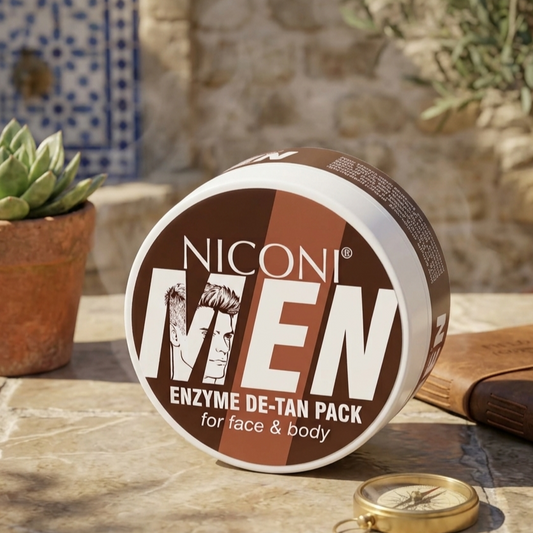 NICONI MEN Enzyme De-Tan Pack for Face & Body – Tan Removal & Skin Care Pack 120gm