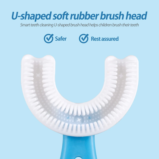 360° U-Shaped Baby Toothbrush | Soft Silicone Kids Oral Care & Teether Brush (Random Color)