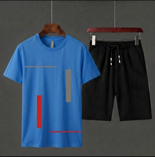 Pack of 2 Tracksuit 1 PCs shirt & 1 PCs short HY Boutique Men's Summer shirt & Shorts Tracksuit Set – Lightweight & Comfortable Casual Wear (Size Extra Large)