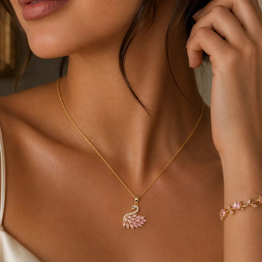 Tulip Bracelet With Swan Necklace Stainless Steel Durable Comfortable Stylish Affordable Practical Choice Reliable Performance