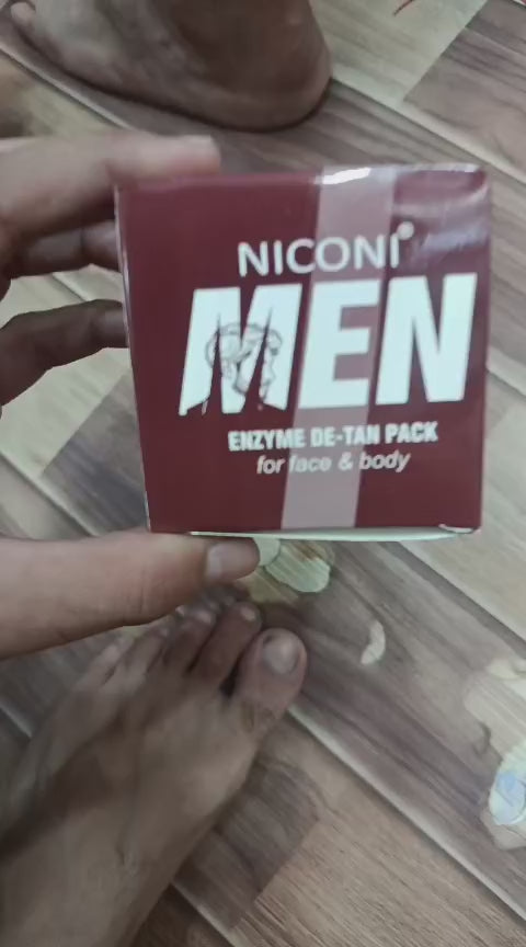 NICONI MEN Enzyme De-Tan Pack for Face & Body – Tan Removal & Skin Care Pack 120gm
