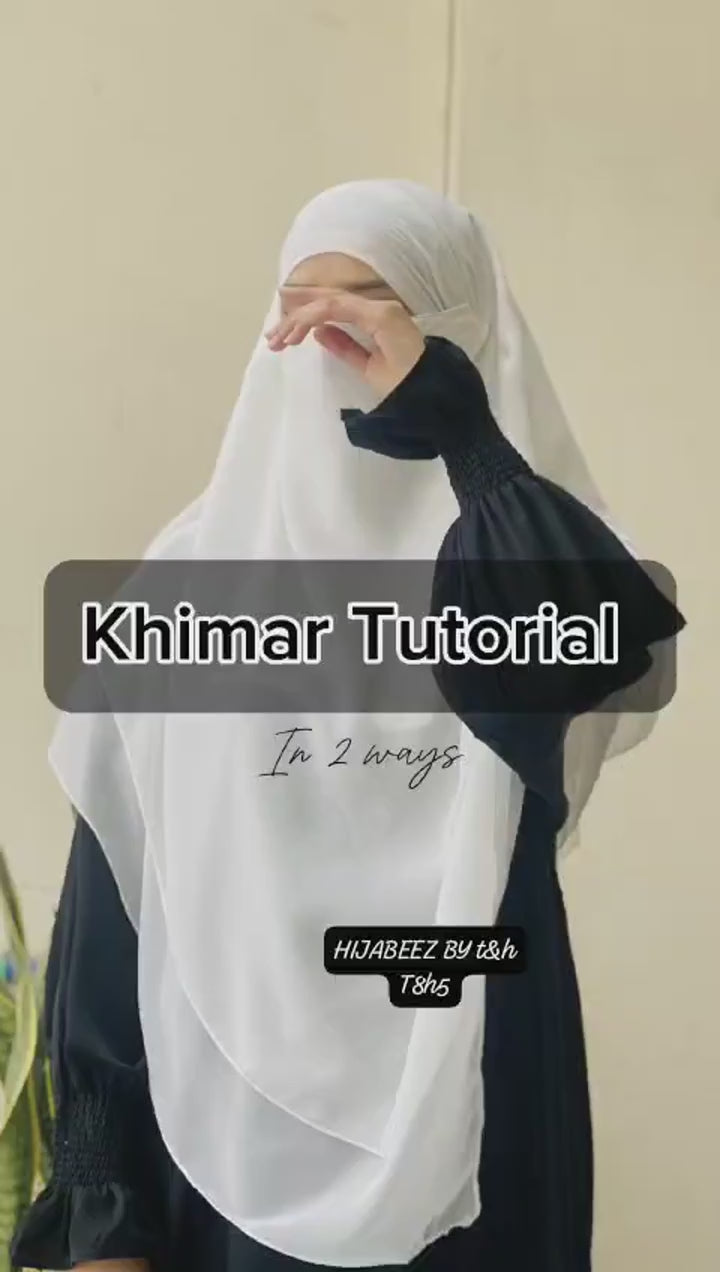 3 Layer Khimar Hijab Set with Niqab – Imported Chiffon 2 Piece Set | Free Size (Black)